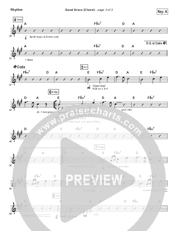 Good Grace (Choral Anthem SATB) Rhythm Chart (Hillsong UNITED / Joel Houston / Arr. Luke Gambill)