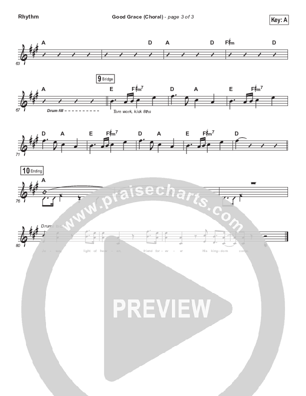 Good Grace (Choral Anthem SATB) Rhythm Chart (Hillsong UNITED / Joel Houston / Arr. Luke Gambill)