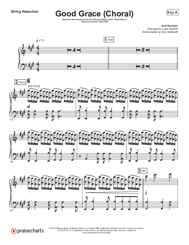 Good Grace (Choral Anthem SATB) String Pack (Hillsong UNITED / Joel Houston / Arr. Luke Gambill)