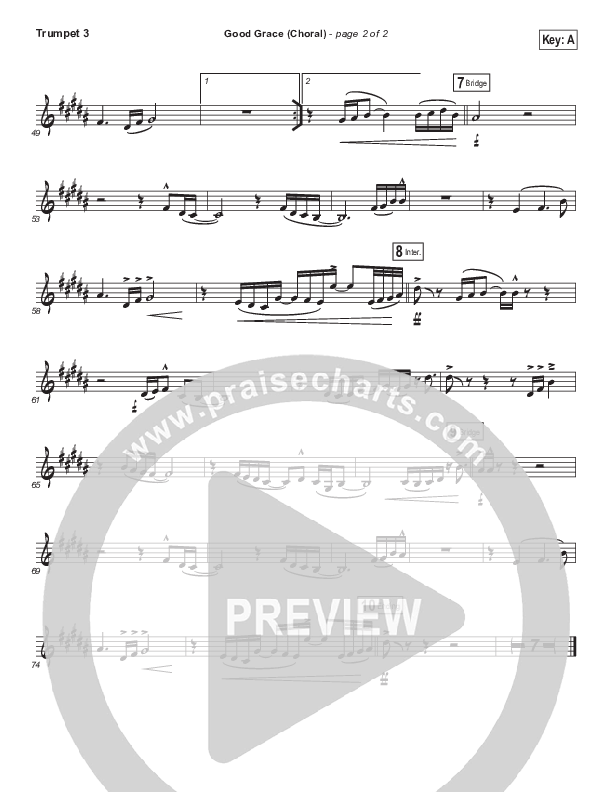 Good Grace (Choral Anthem SATB) Trumpet 3 (Hillsong UNITED / Joel Houston / Arr. Luke Gambill)