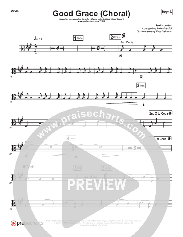 Good Grace (Choral Anthem SATB) Viola (Hillsong UNITED / Joel Houston / Arr. Luke Gambill)