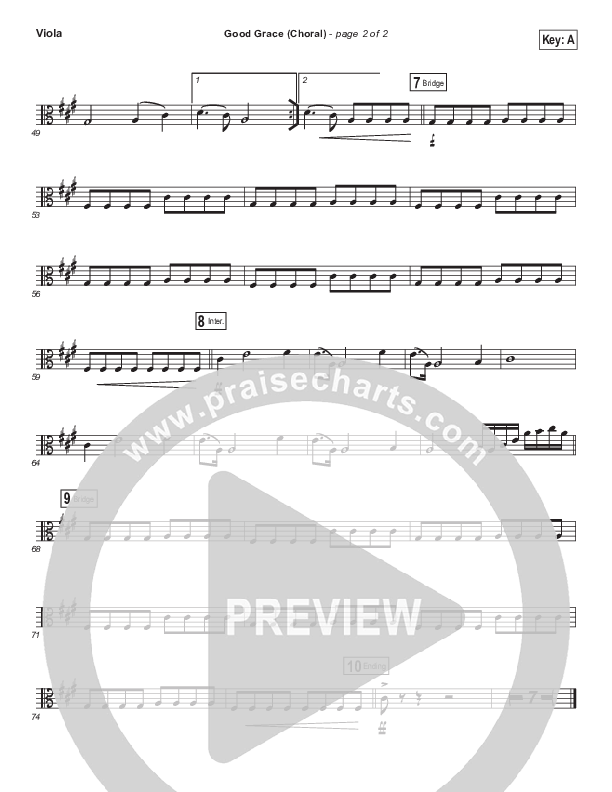 Good Grace (Choral Anthem SATB) Viola (Hillsong UNITED / Joel Houston / Arr. Luke Gambill)