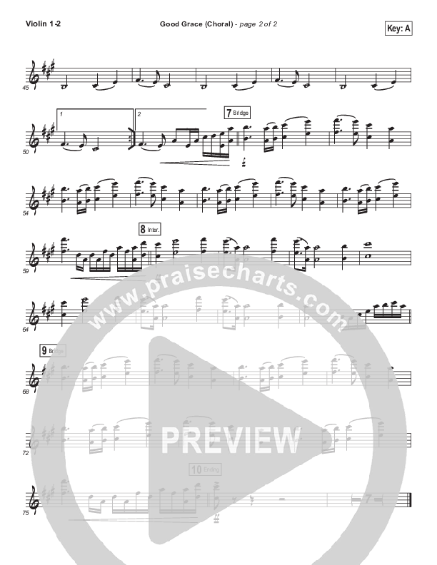 Good Grace (Choral Anthem SATB) Violin 1/2 (Hillsong UNITED / Joel Houston / Arr. Luke Gambill)