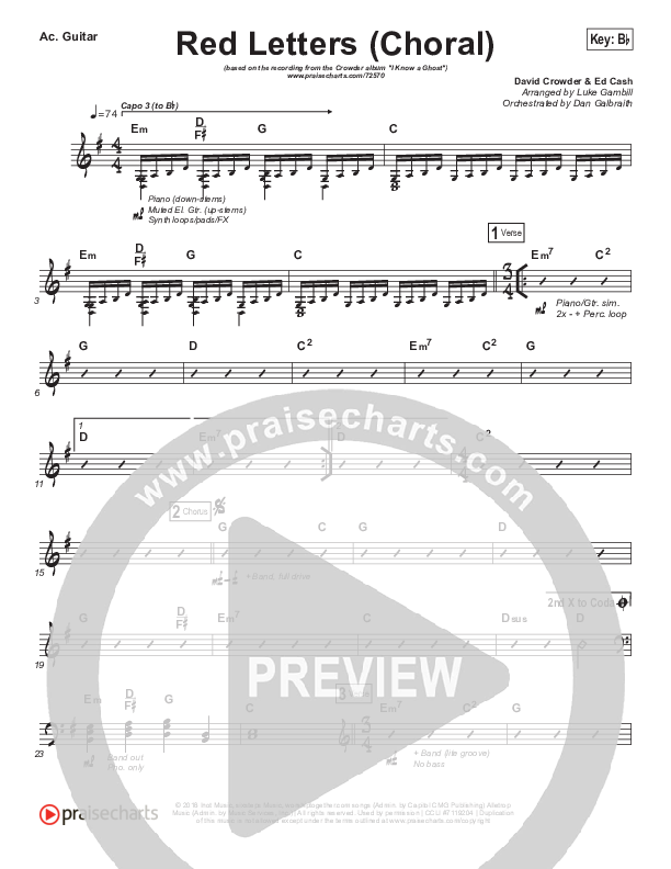 Red Letters (Choral Anthem SATB) Rhythm Chart (Crowder / Arr. Luke Gambill)