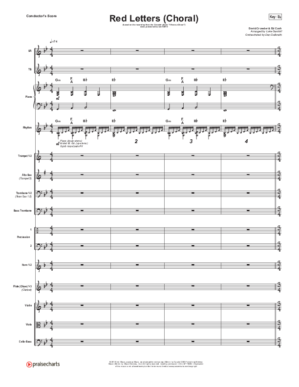 Red Letters (Choral Anthem SATB) Orchestration (Crowder / Arr. Luke Gambill)
