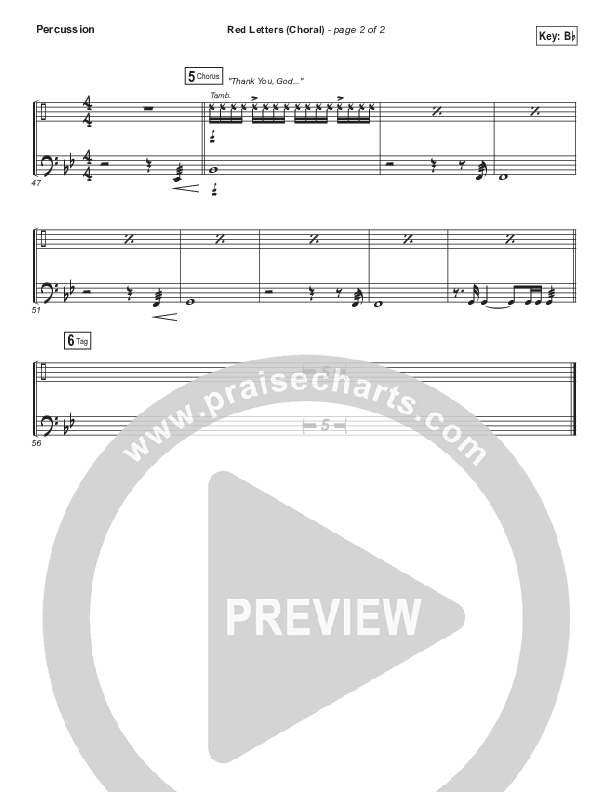 Red Letters (Choral Anthem SATB) Percussion (Crowder / Arr. Luke Gambill)