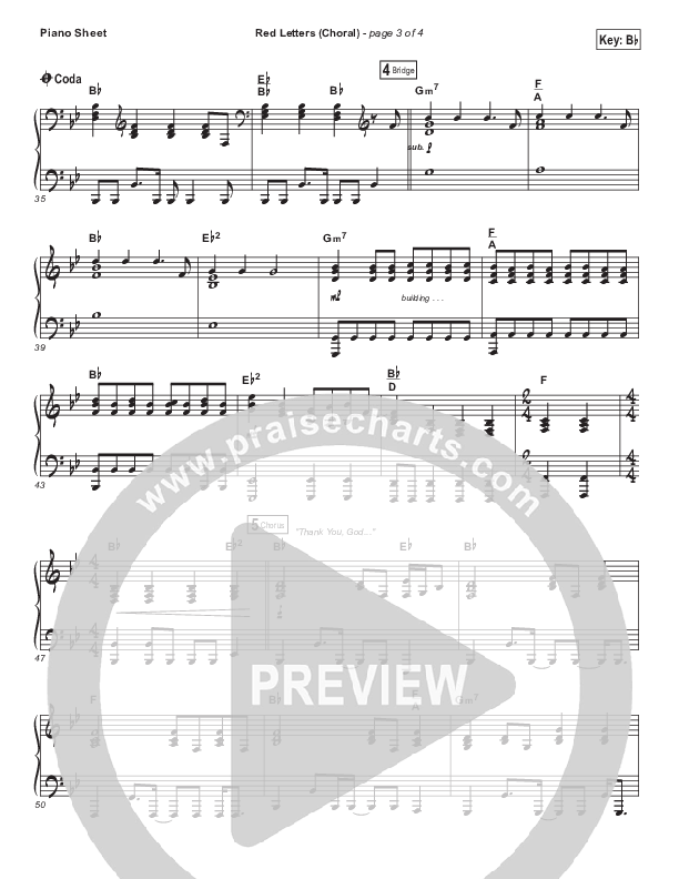 Red Letters (Choral Anthem SATB) Piano Sheet (Crowder / Arr. Luke Gambill)