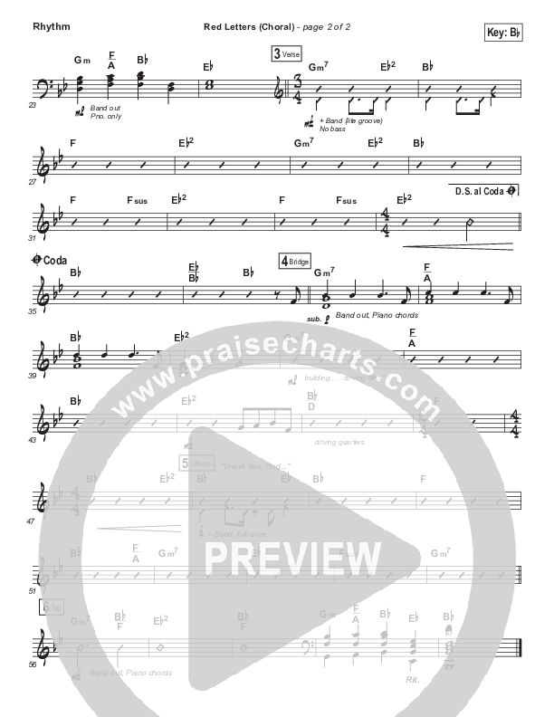 Red Letters (Choral Anthem SATB) Rhythm Chart (Crowder / Arr. Luke Gambill)