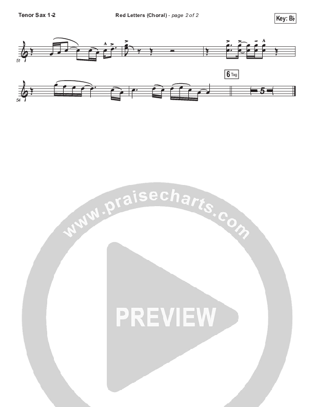 Red Letters (Choral Anthem SATB) Tenor Sax 1/2 (Crowder / Arr. Luke Gambill)