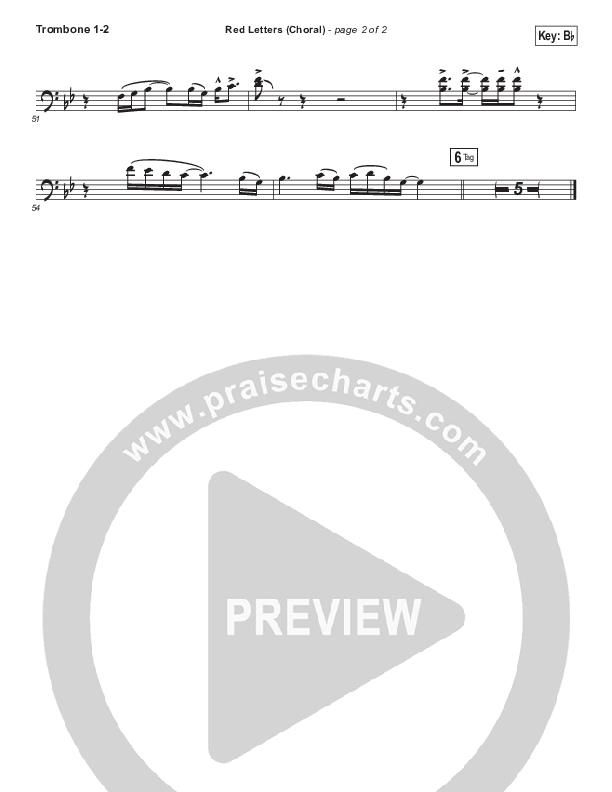 Red Letters (Choral Anthem SATB) Trombone 1/2 (Crowder / Arr. Luke Gambill)