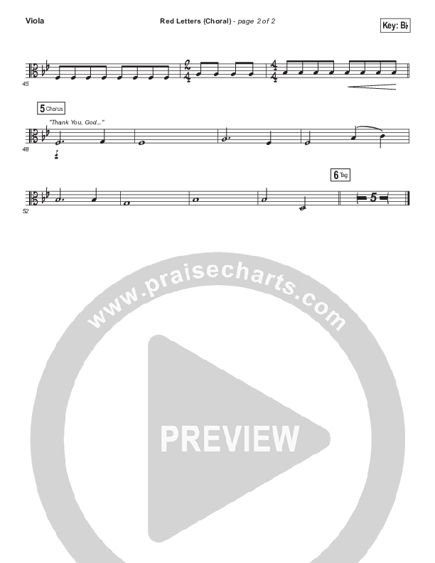 Red Letters (Choral Anthem SATB) Viola (Crowder / Arr. Luke Gambill)