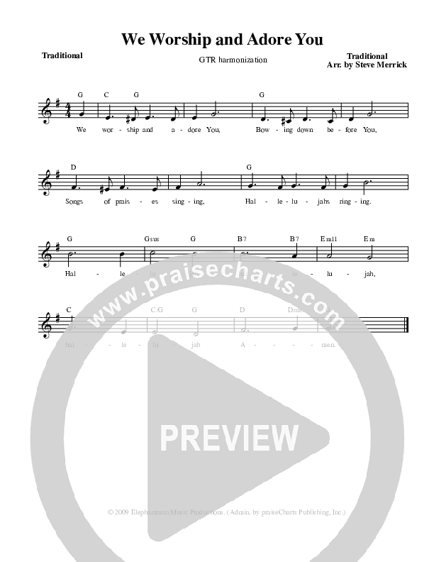 We Worship And Adore You Lead Sheet (Stephen Merrick)
