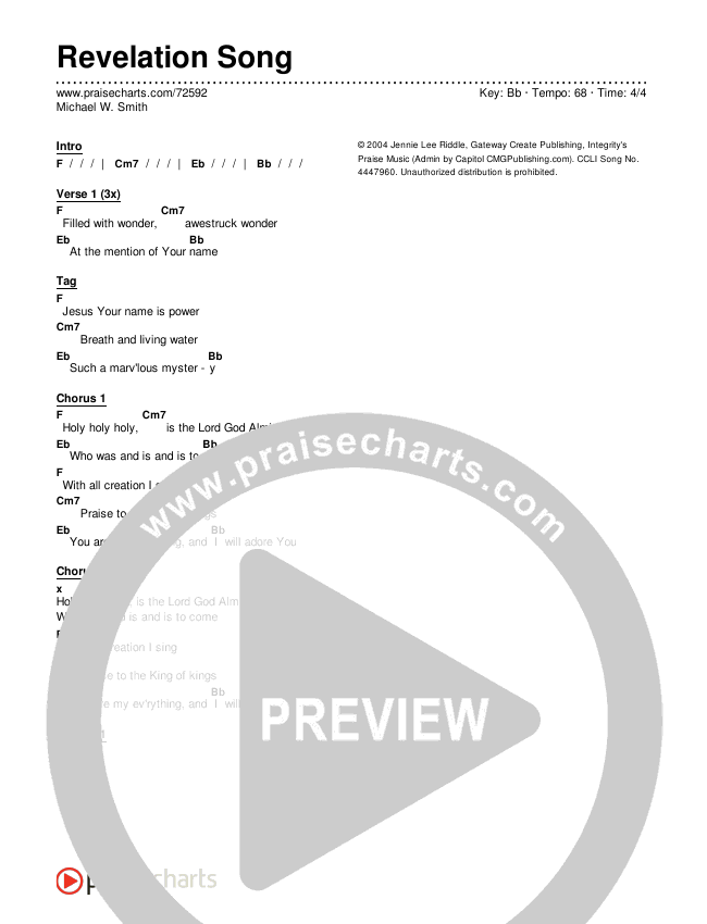 Revelation Song Chords & Lyrics (Michael W. Smith)