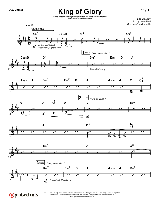 King Of Glory Acoustic Guitar (Michael W. Smith / CeCe Winans)