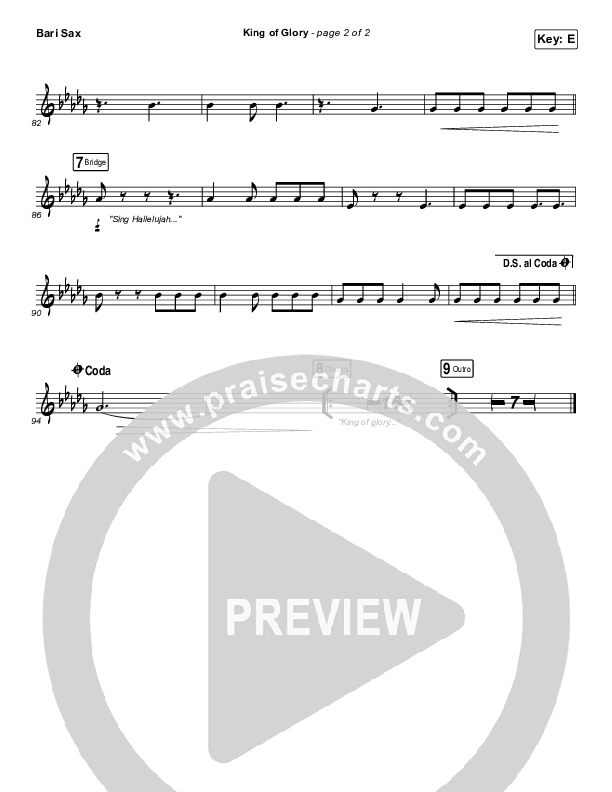 King Of Glory Bari Sax (Michael W. Smith / CeCe Winans)