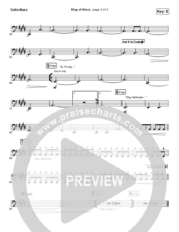 King Of Glory Cello/Bass (Michael W. Smith / CeCe Winans)