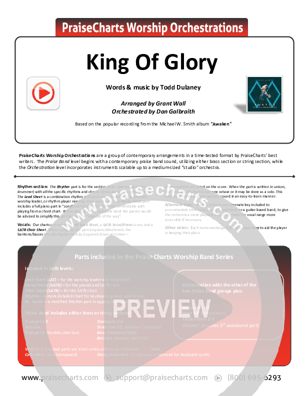 King Of Glory Cover Sheet (Michael W. Smith / CeCe Winans)