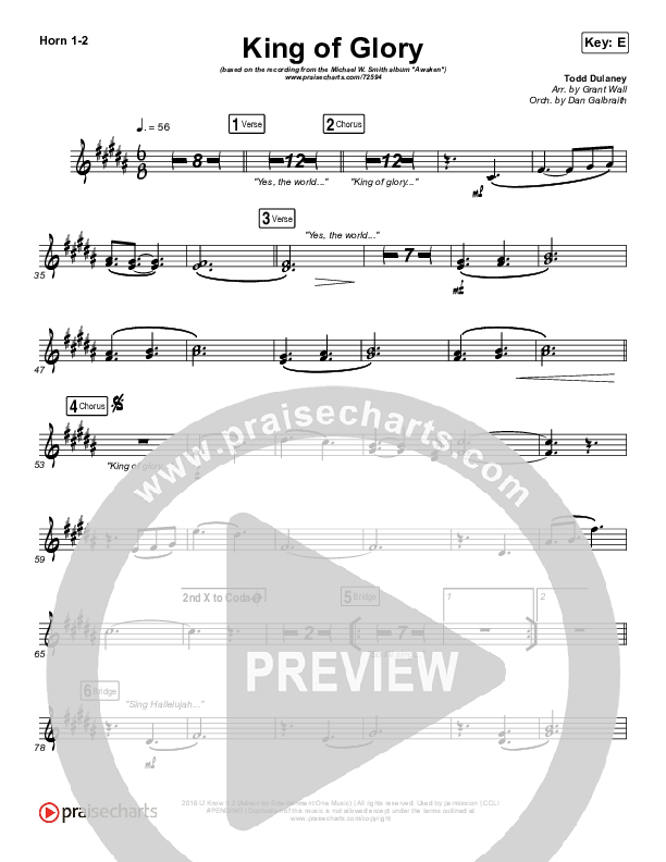 King Of Glory Brass Pack (Michael W. Smith / CeCe Winans)