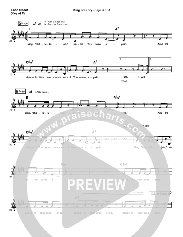 King Of Glory Lead Sheet (Melody) (Michael W. Smith / CeCe Winans)