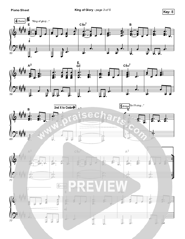 King Of Glory Piano Sheet (Michael W. Smith / CeCe Winans)