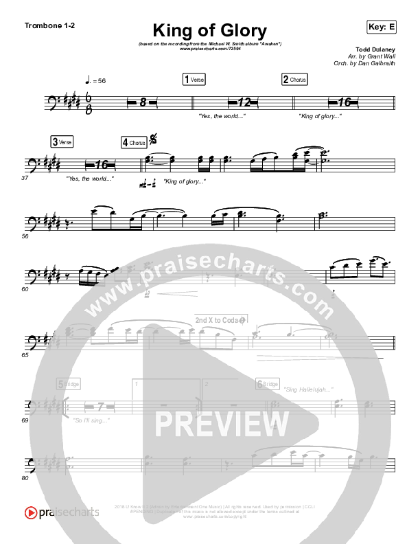 King Of Glory Trombone 1/2 (Michael W. Smith / CeCe Winans)