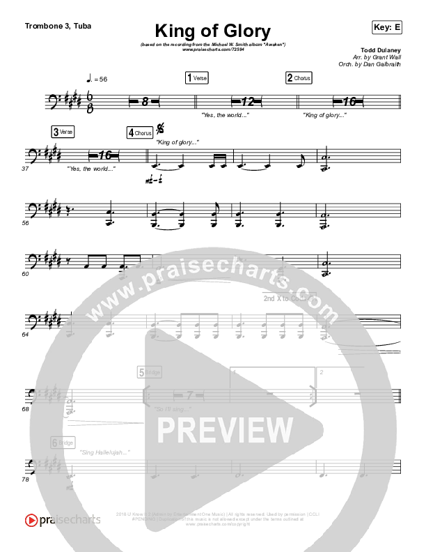King Of Glory Trombone 3/Tuba (Michael W. Smith / CeCe Winans)