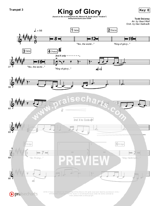 King Of Glory Trumpet 3 (Michael W. Smith / CeCe Winans)