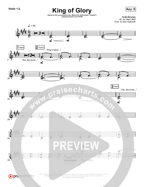 King Of Glory Violin 1/2 (Michael W. Smith / CeCe Winans)