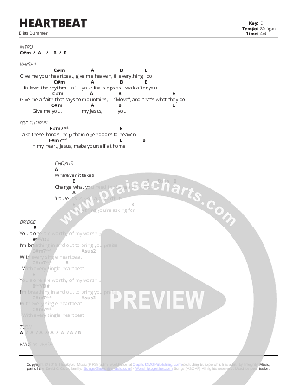 Heartbeat Chords & Lyrics (Elias Dummer)