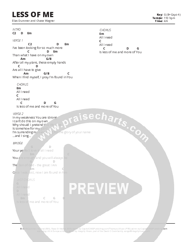 Less of Me Chords & Lyrics (Elias Dummer)