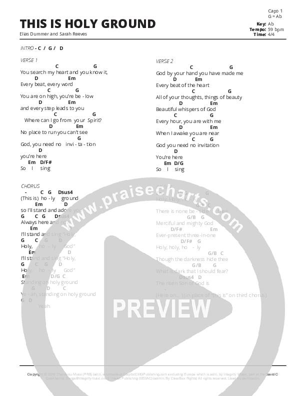 This Is Holy Ground Chord Chart (Elias Dummer)