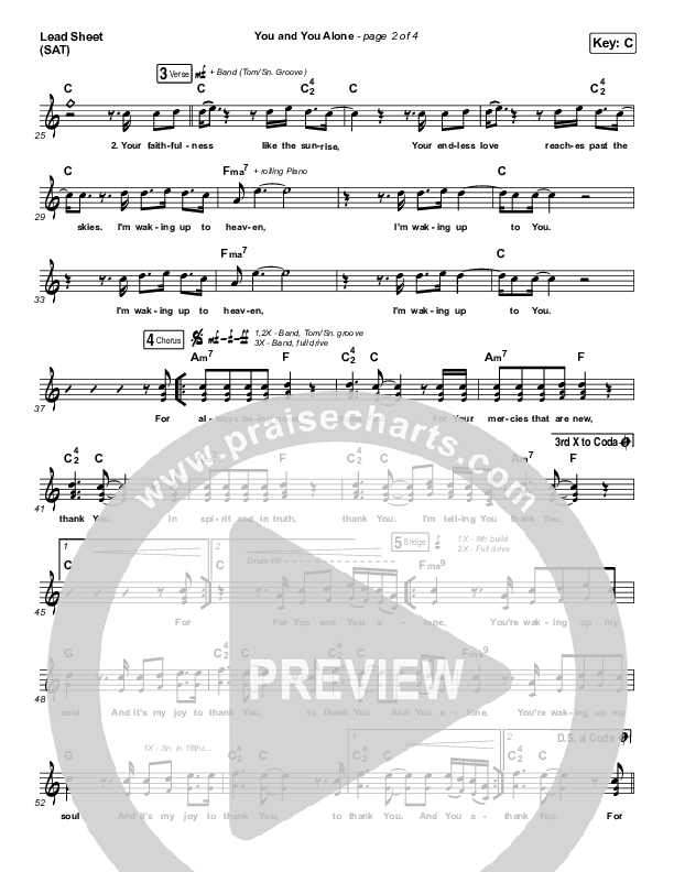 You And You Alone Lead Sheet (SAT) (UPPERROOM / Meredith Mauldin / Kelly Smith / Jonathan Jay / Cody Rae Lee)