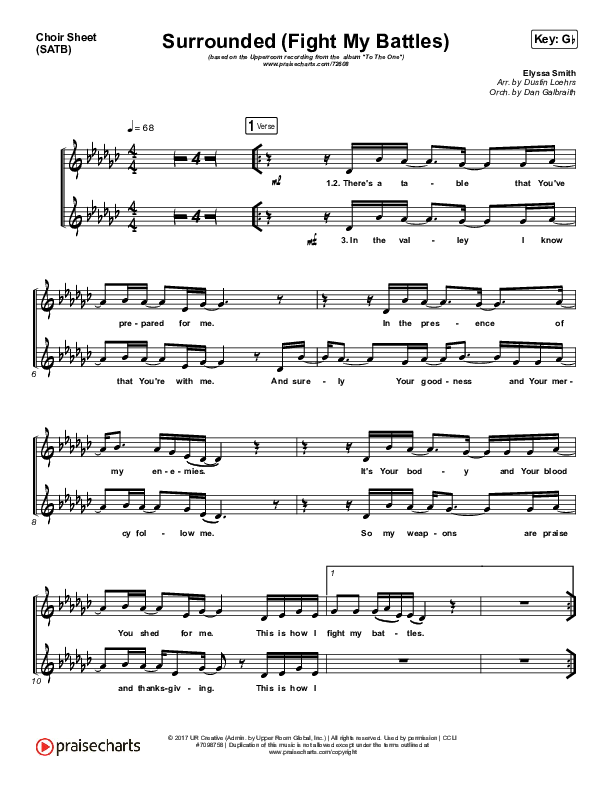 Surrounded (Fight My Battles) Choir Sheet (SATB) (UPPERROOM / Elyssa Smith)