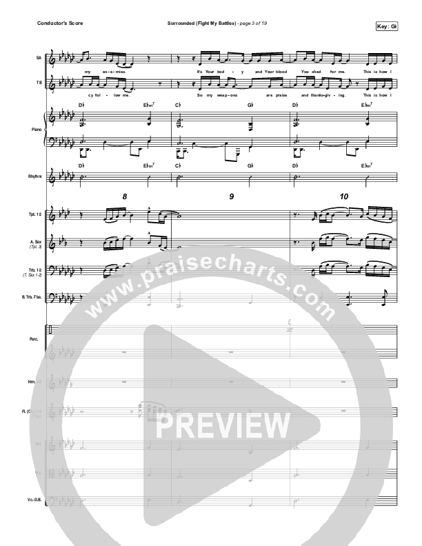 Surrounded (Fight My Battles) Conductor's Score (UPPERROOM / Elyssa Smith)