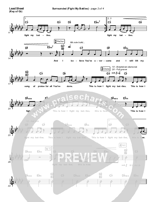 Surrounded (Fight My Battles) Lead Sheet (Melody) (UPPERROOM / Elyssa Smith)