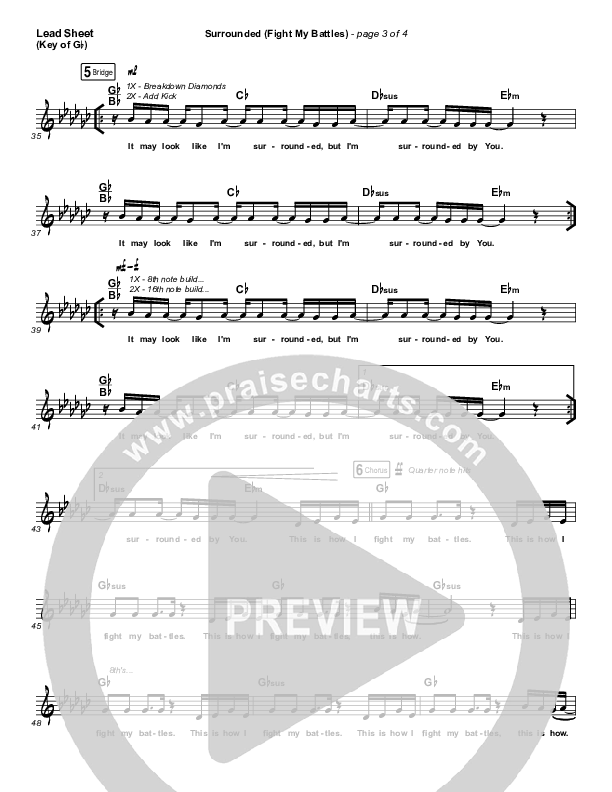 Surrounded (Fight My Battles) Lead Sheet (Melody) (UPPERROOM / Elyssa Smith)