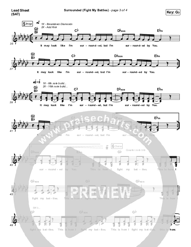 Surrounded (Fight My Battles) Lead Sheet (SAT) (UPPERROOM / Elyssa Smith)