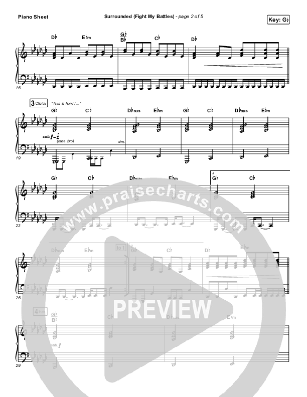 Surrounded (Fight My Battles) Piano Sheet (UPPERROOM / Elyssa Smith)