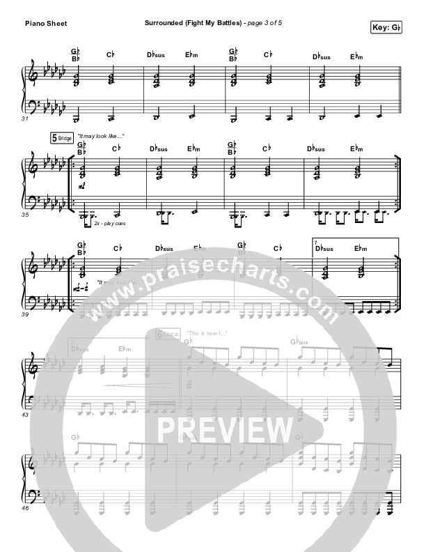 Surrounded (Fight My Battles) Piano Sheet (UPPERROOM / Elyssa Smith)