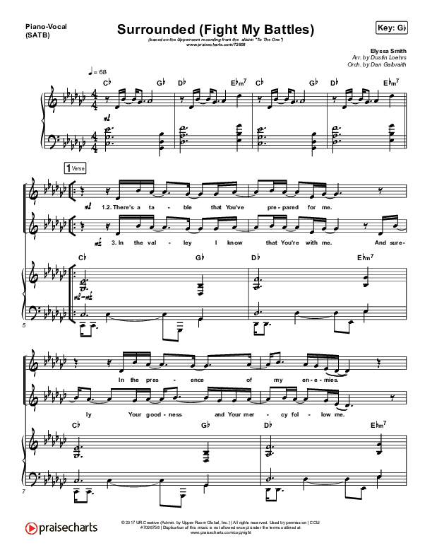 Surrounded (Fight My Battles) Piano/Vocal (SATB) (UPPERROOM / Elyssa Smith)