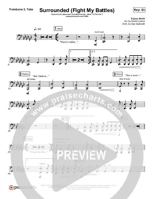 Surrounded (Fight My Battles) Trombone 3/Tuba (UPPERROOM / Elyssa Smith)