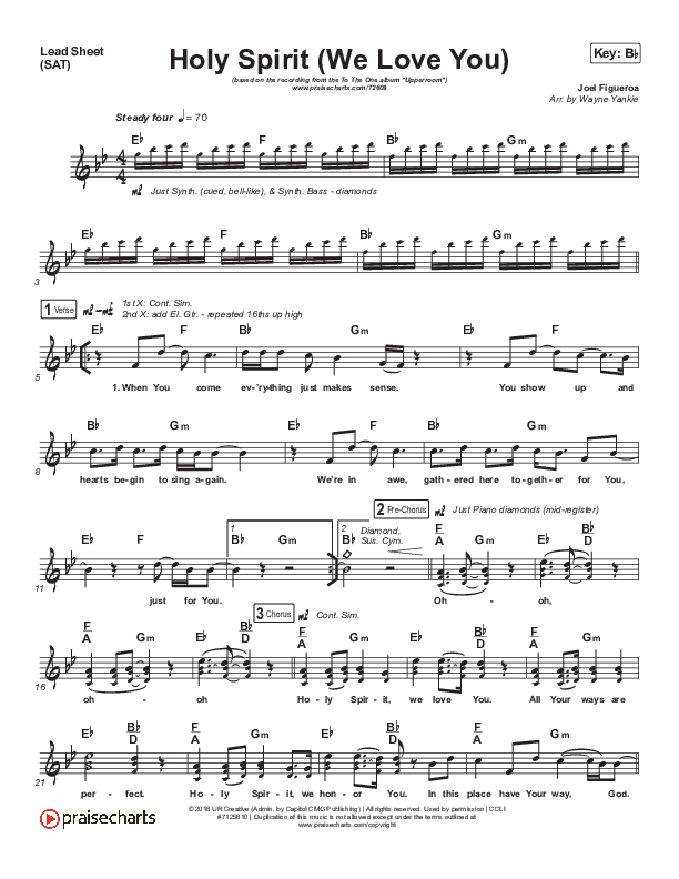 Holy Spirit (We Love You) Lead Sheet (SAT) (UPPERROOM / Joel Figueroa)