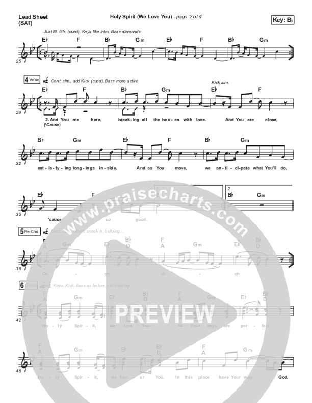 Holy Spirit (We Love You) Lead Sheet (SAT) (UPPERROOM / Joel Figueroa)