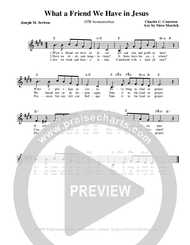 What A Friend We Have In Jesus Lead Sheet (Stephen Merrick)