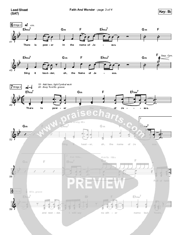 Faith And Wonder Lead Sheet (SAT) (UPPERROOM / Cody Rae Lee / Meredith Andrews / Abbie Simmons)