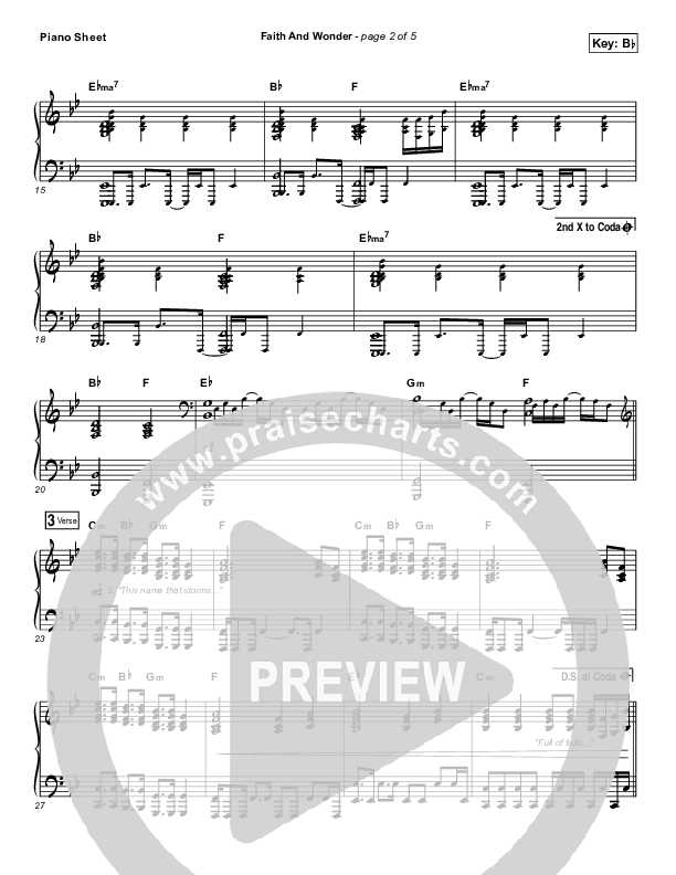 Faith And Wonder Piano Sheet (UPPERROOM / Cody Rae Lee / Meredith Andrews / Abbie Simmons)