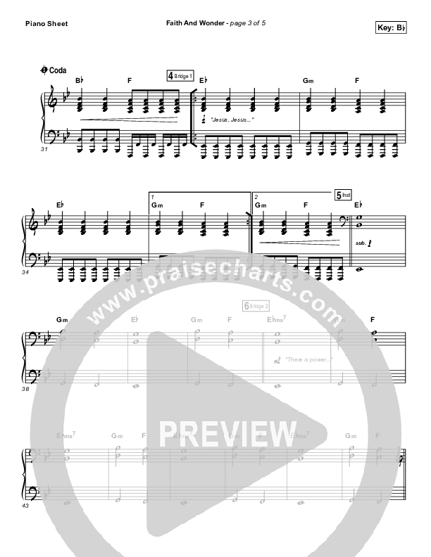 Faith And Wonder Piano Sheet (UPPERROOM / Cody Rae Lee / Meredith Andrews / Abbie Simmons)