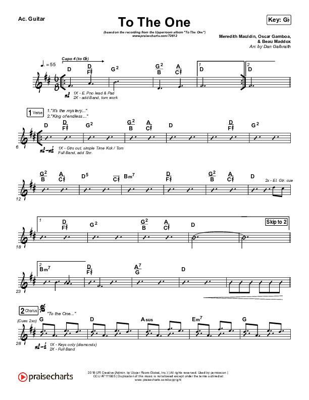 To The One Acoustic Guitar (UPPERROOM / Meredith Mauldin / Oscar Gamboa / Beau Maddox)