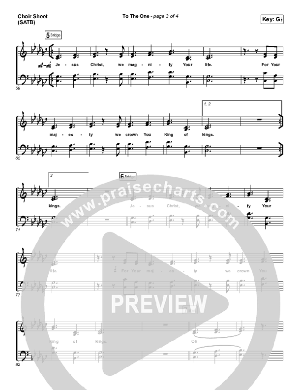 To The One Choir Sheet (SATB) (UPPERROOM / Meredith Mauldin / Oscar Gamboa / Beau Maddox)