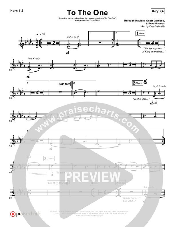 To The One French Horn 1/2 (UPPERROOM / Meredith Mauldin / Oscar Gamboa / Beau Maddox)